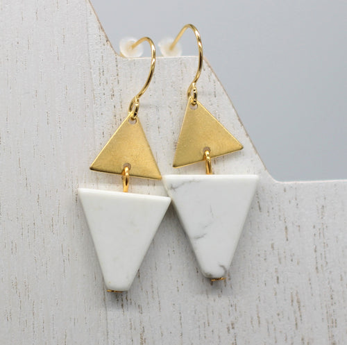 White Marble Earrings