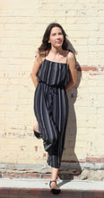 Load image into Gallery viewer, Black &amp; White Pinstripe Jumpsuit